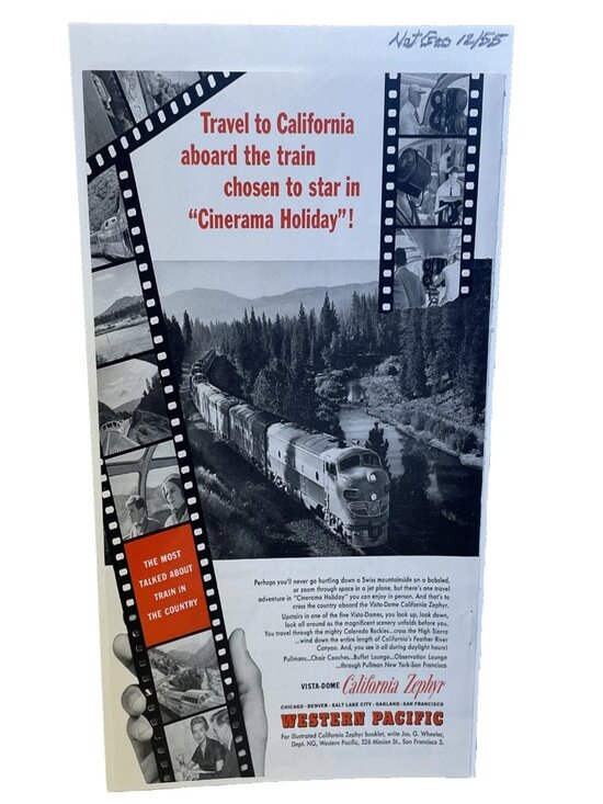 National Geographic Other - 1955 Western Pacific Railroad Original Vintage Print Ad California Zephyr Train